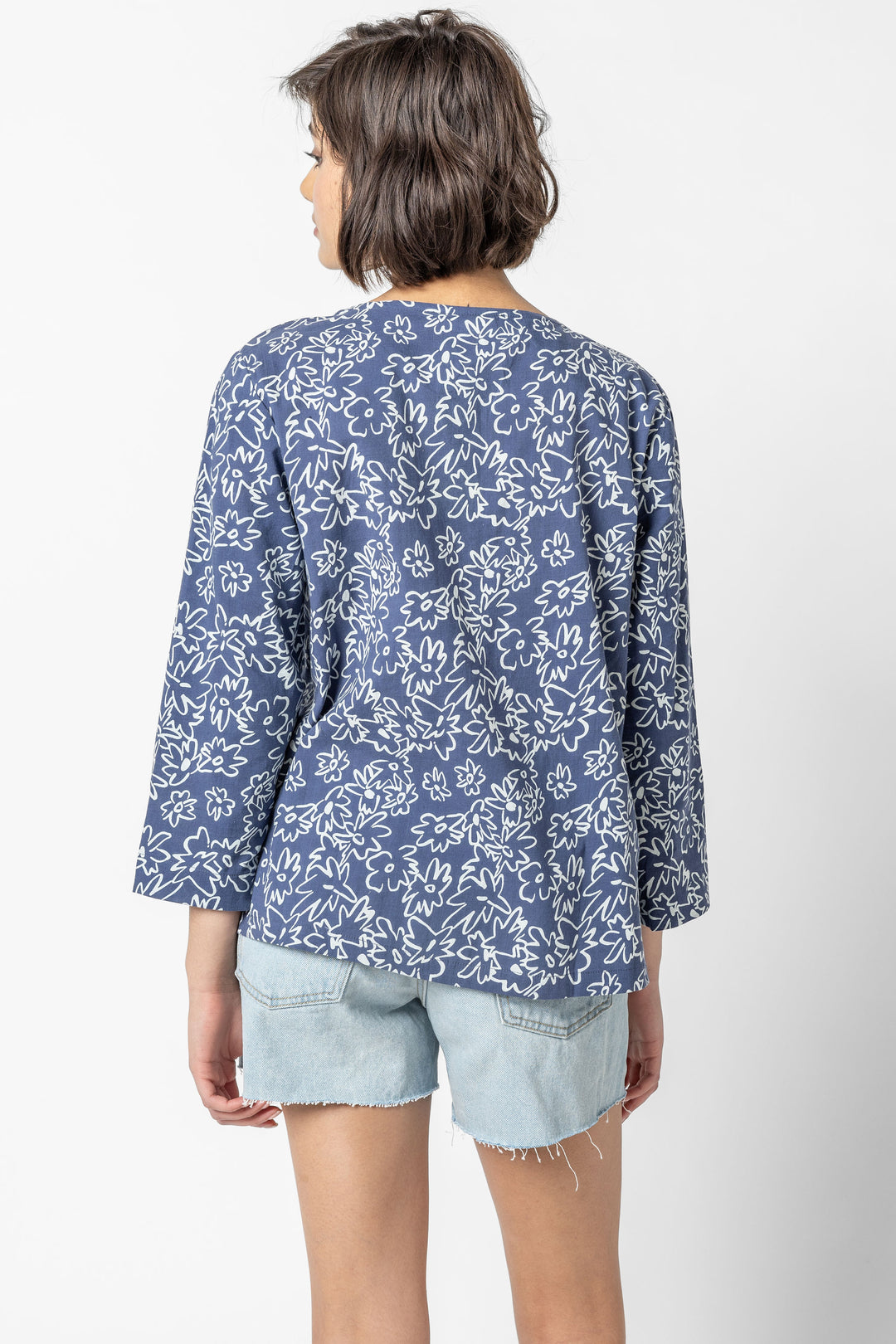 Lillian Print Pin Tuck Top
