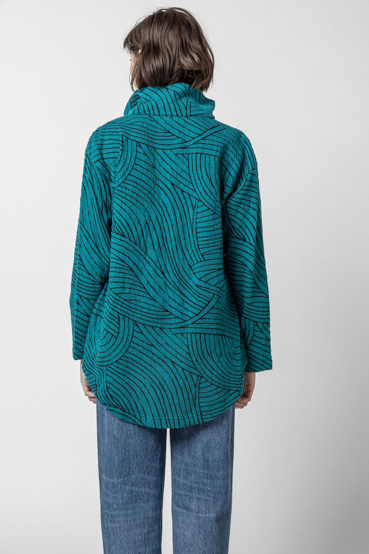 Organic Swirl Jacquard Button Top