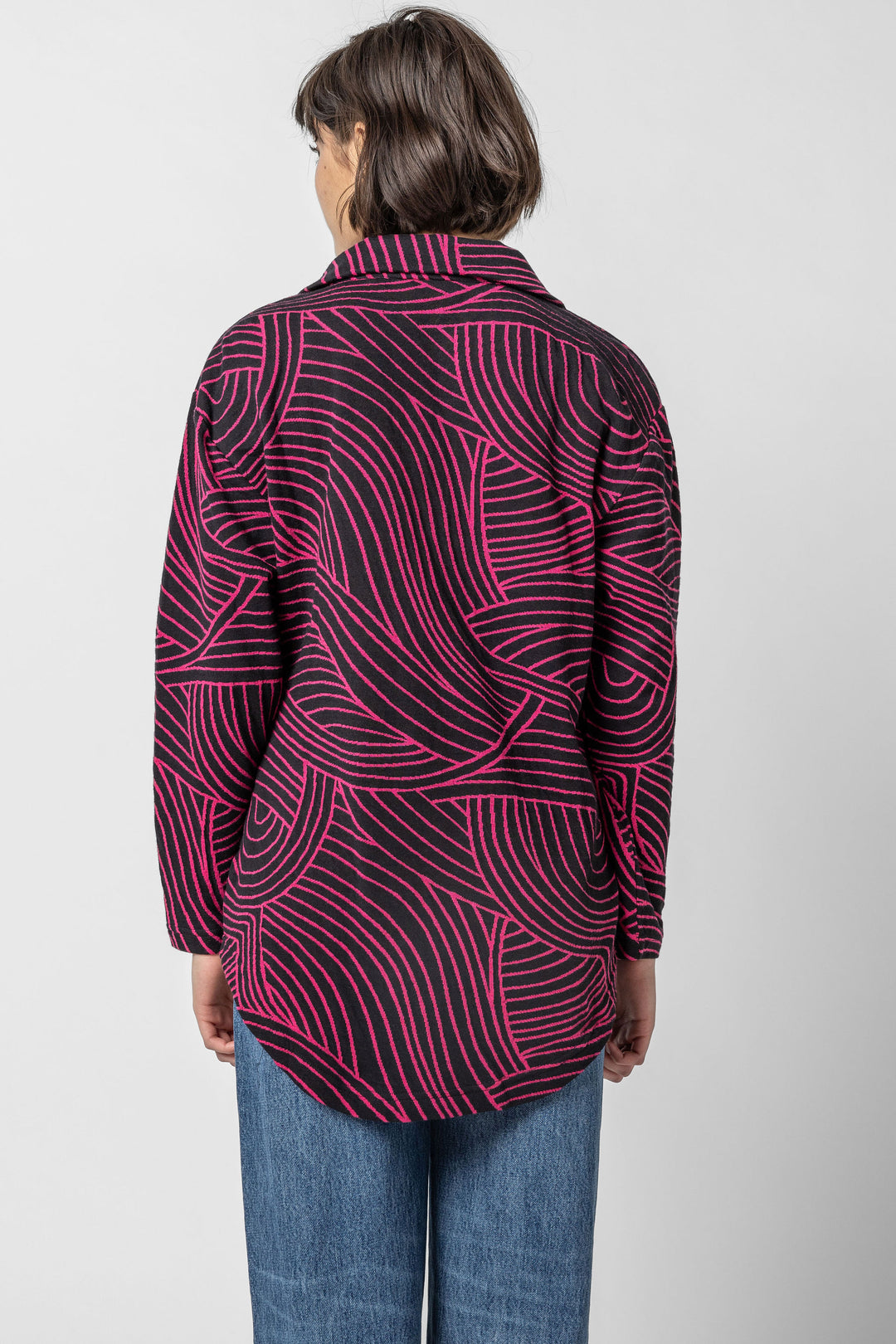 Organic Swirl Jacquard Button Top