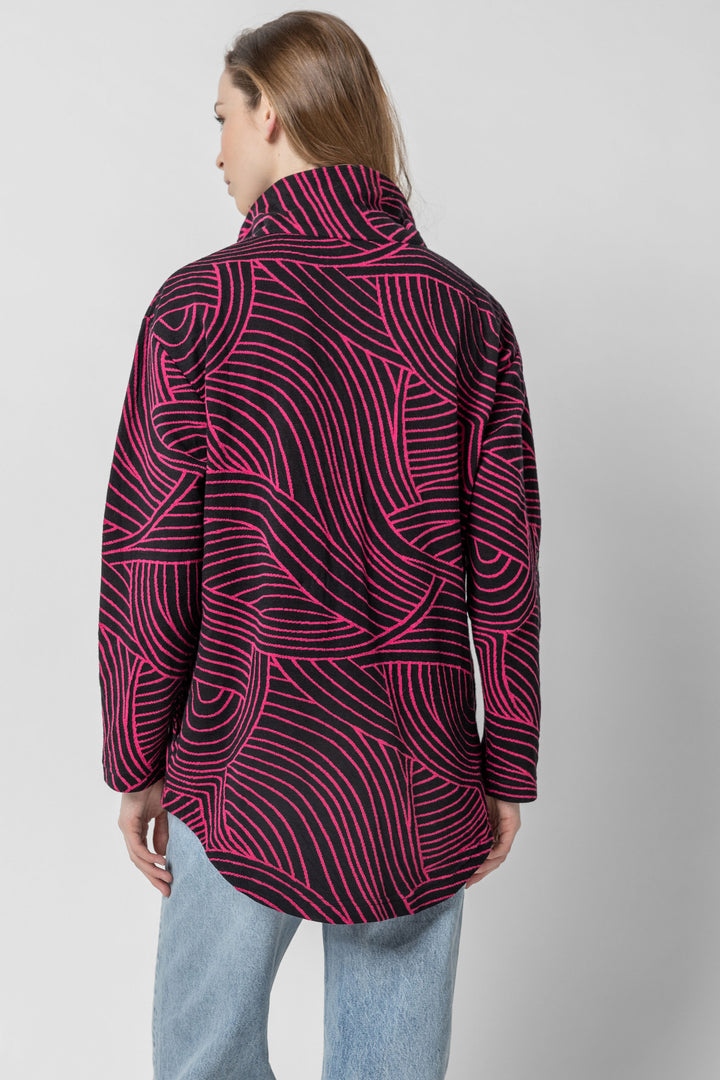 Organic Swirl Jacquard Button Top