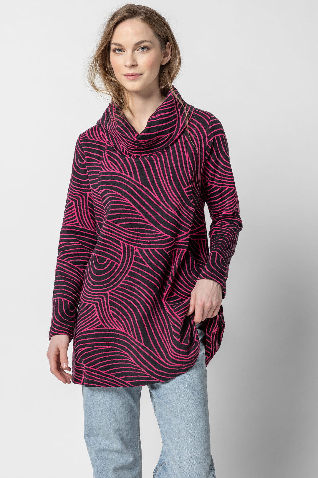 Organic Swirl Jacquard Cowl Tunic