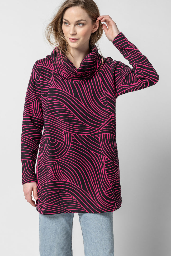 Organic Swirl Jacquard Cowl Tunic