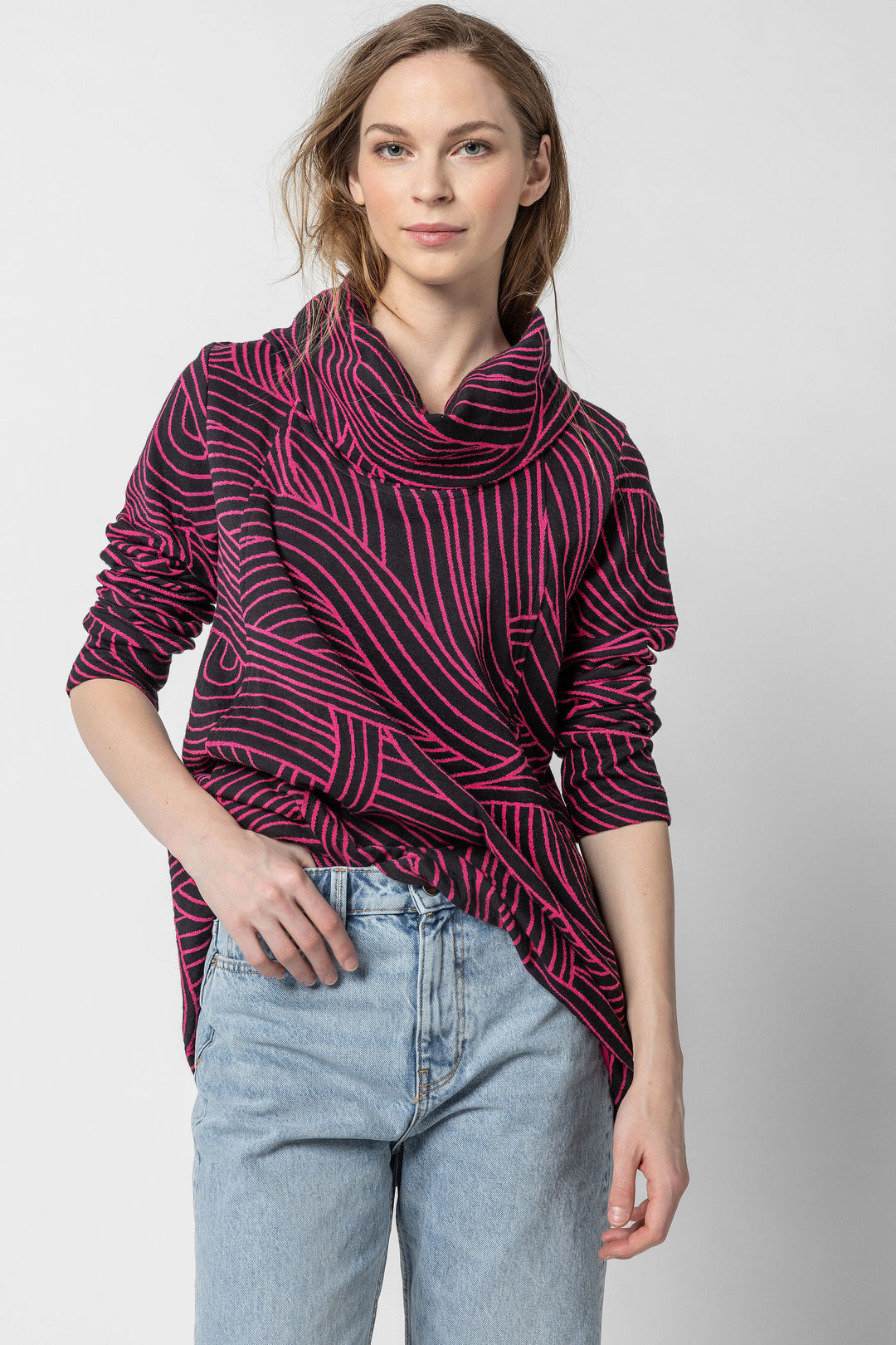 Organic Swirl Jacquard Cowl Tunic