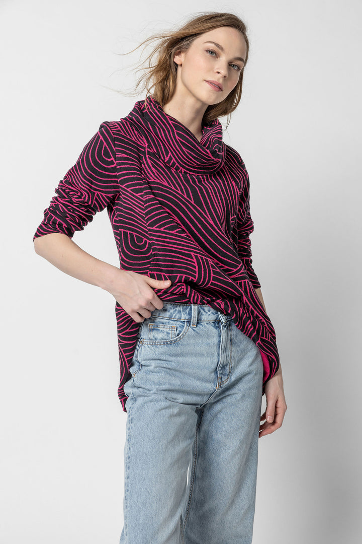 Organic Swirl Jacquard Cowl Tunic