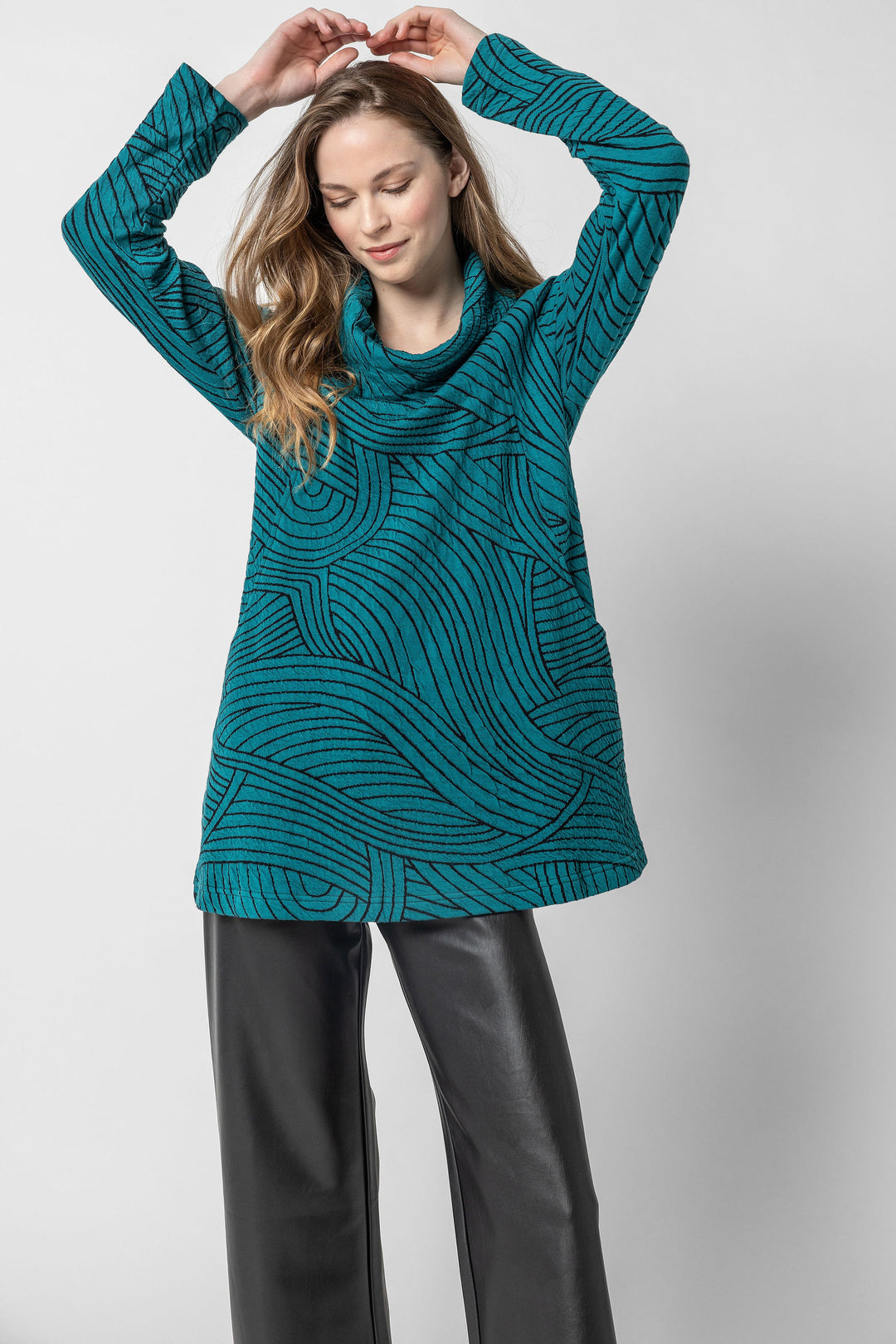 Organic Swirl Jacquard Cowl Tunic
