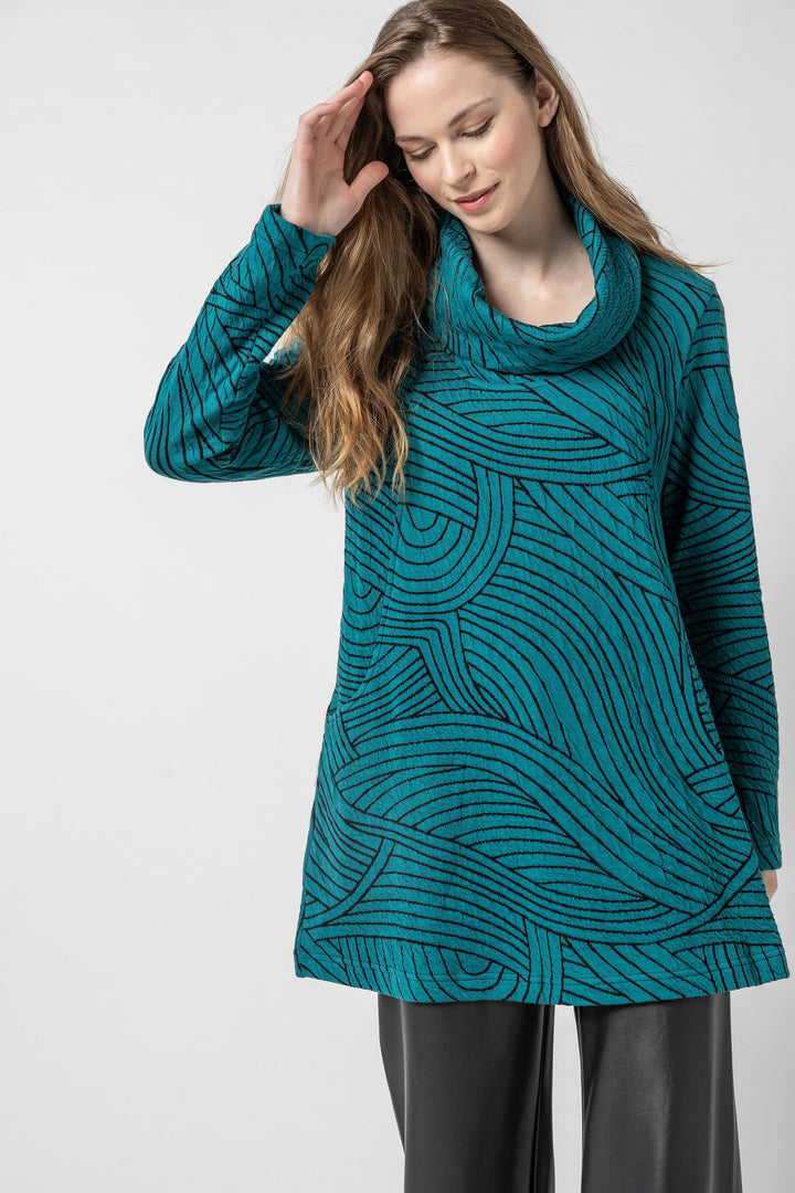 Organic Swirl Jacquard Cowl Tunic