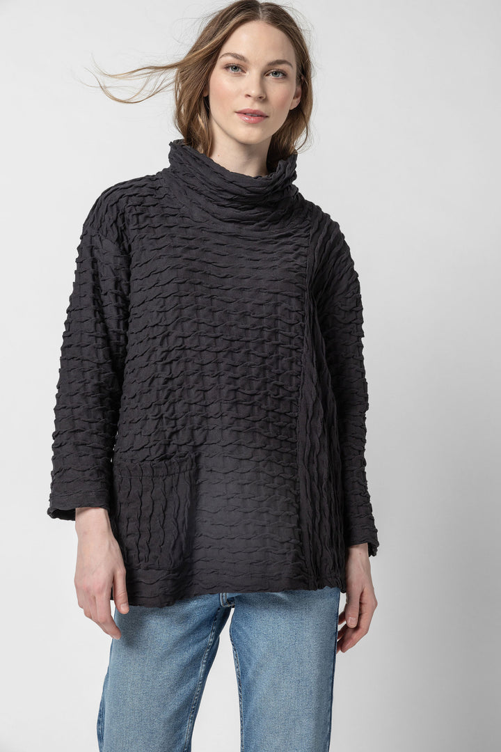 Solid Waffle Cowl Pocket Top