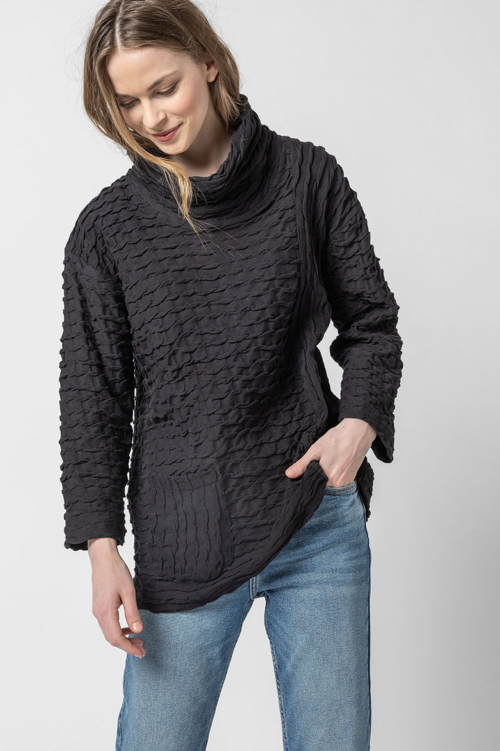 Solid Waffle Cowl Pocket Top