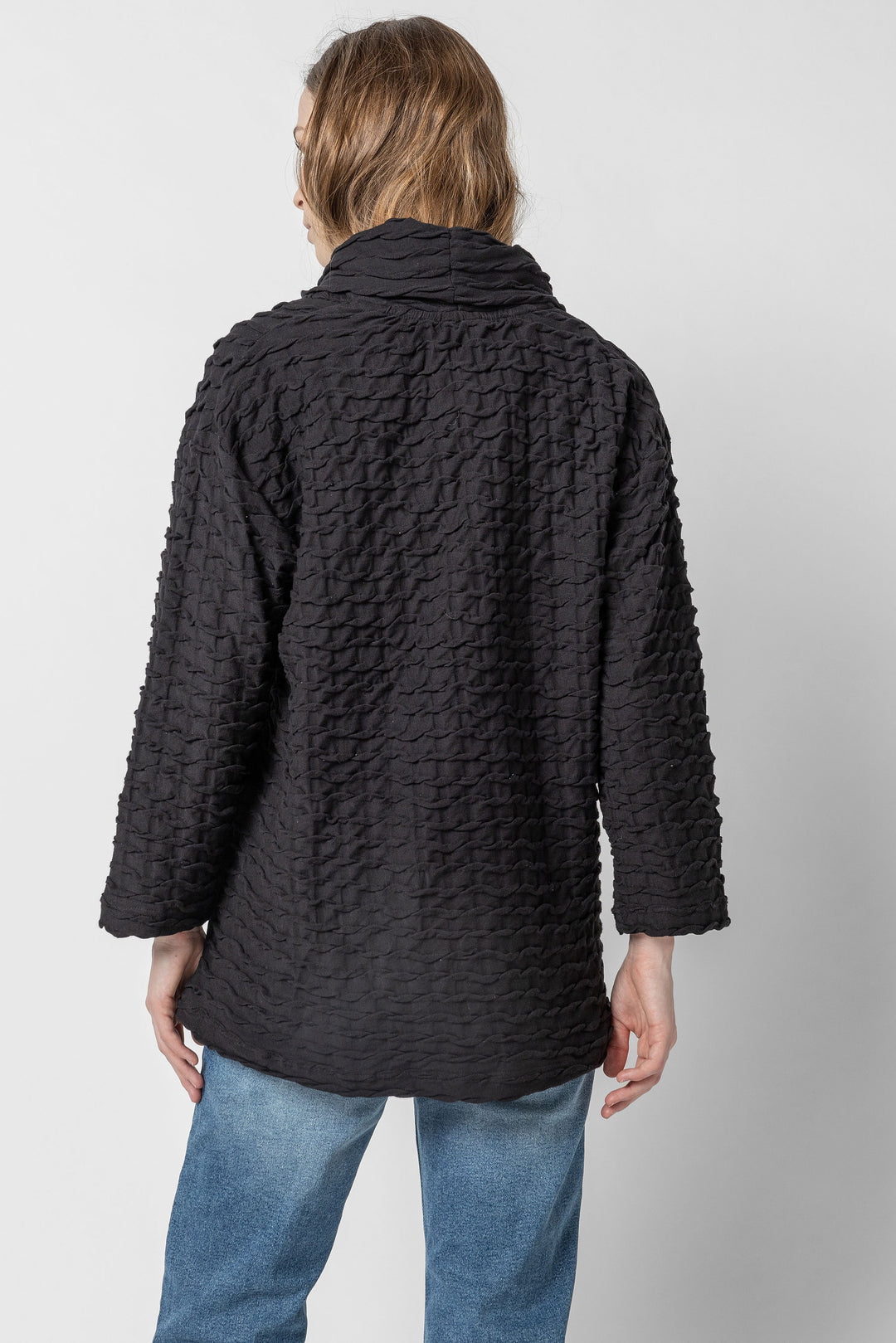 Solid Waffle Cowl Pocket Top