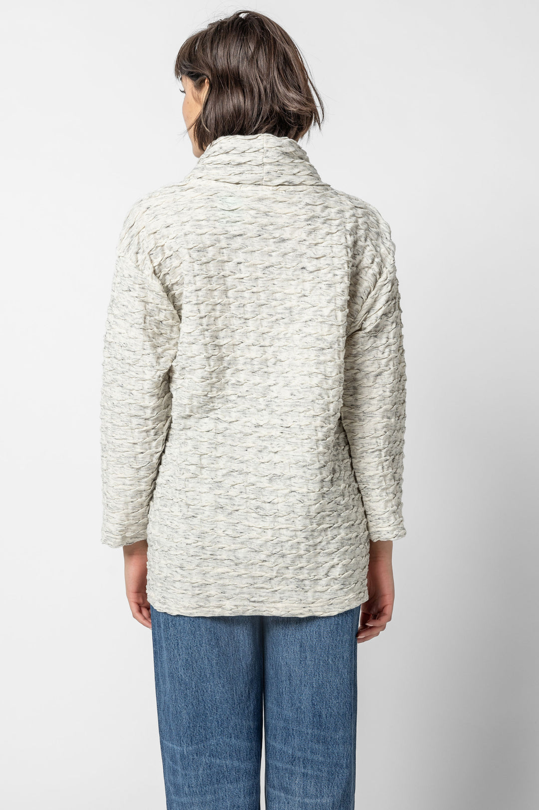 Marled Waffle Cowl Pocket Top