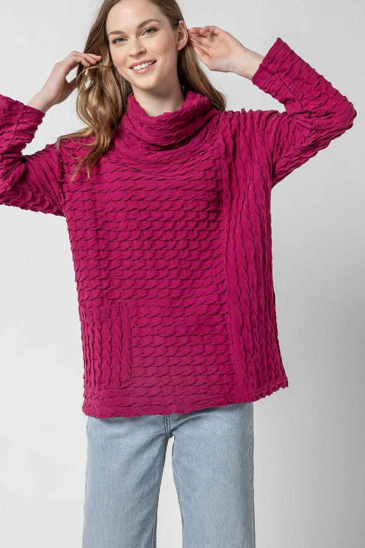 Solid Waffle Cowl Pocket Top