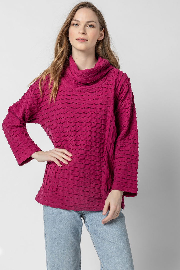 Solid Waffle Cowl Pocket Top