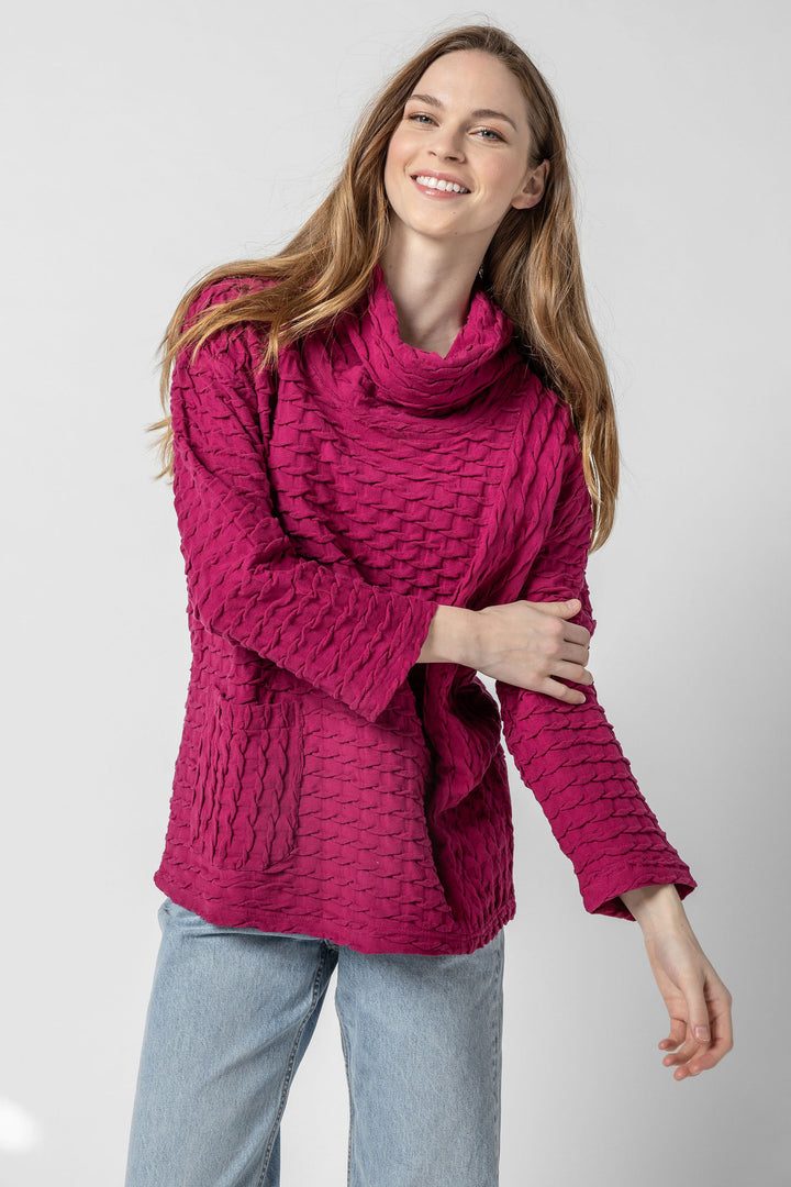 Solid Waffle Cowl Pocket Top