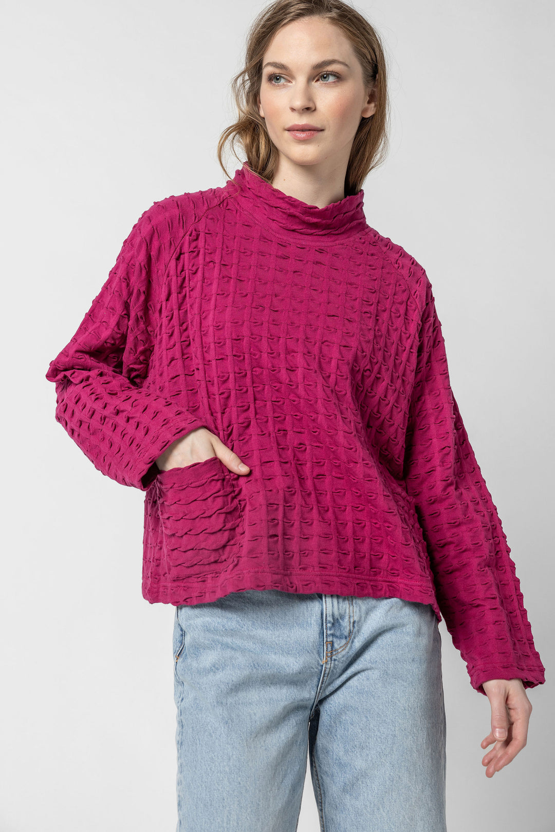 Solid Waffle Crew Top