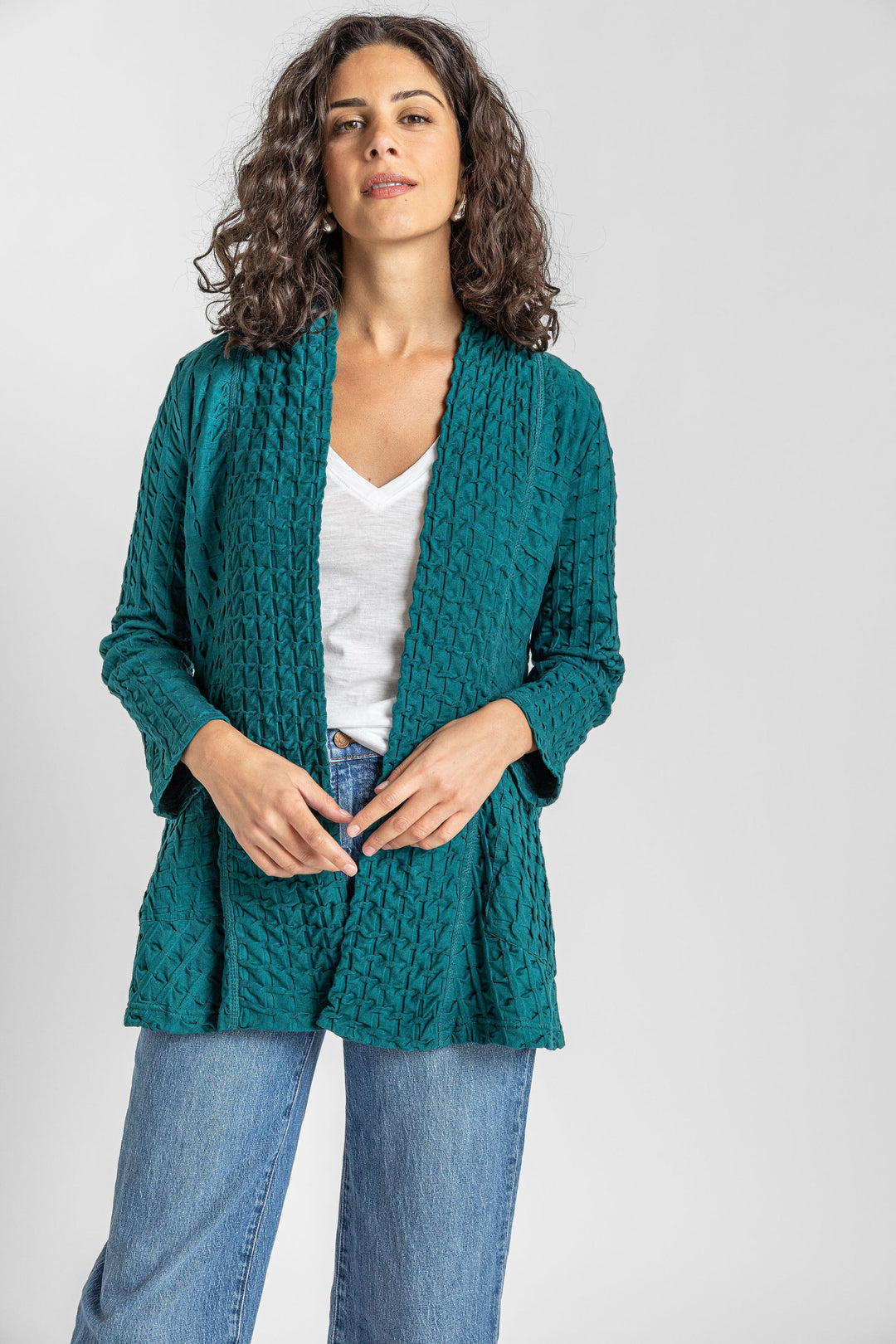 Waffle Open Cardigan