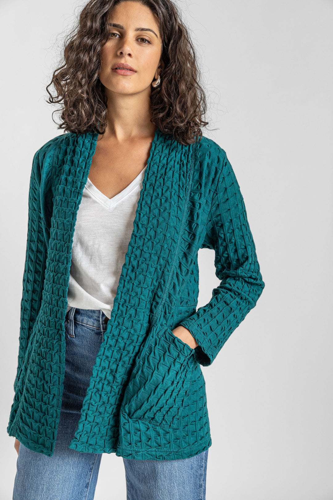 Waffle Open Cardigan