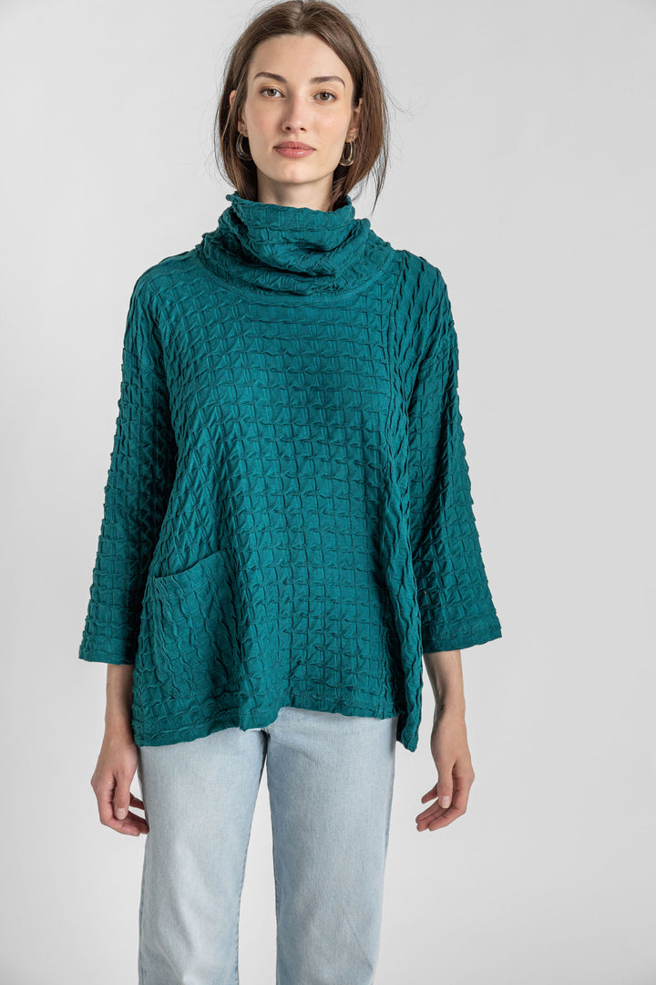 Solid Waffle Cowl Pocket Top