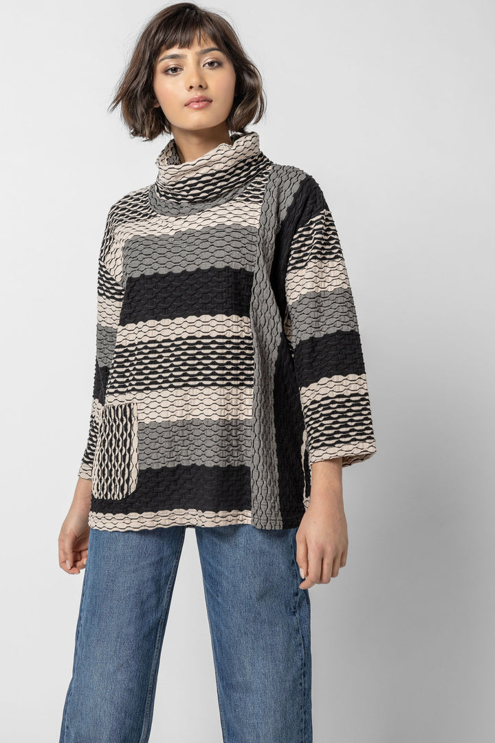 Zig Zag Cowl Pocket Top