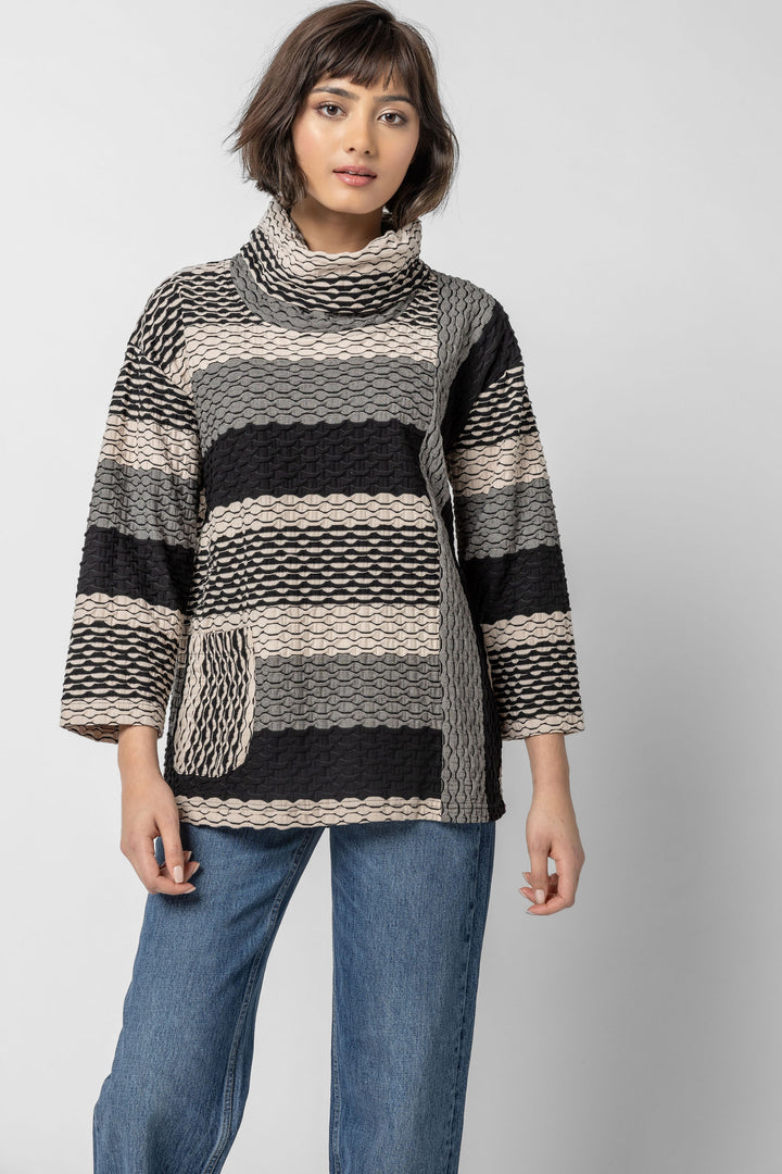 Zig Zag Cowl Pocket Top