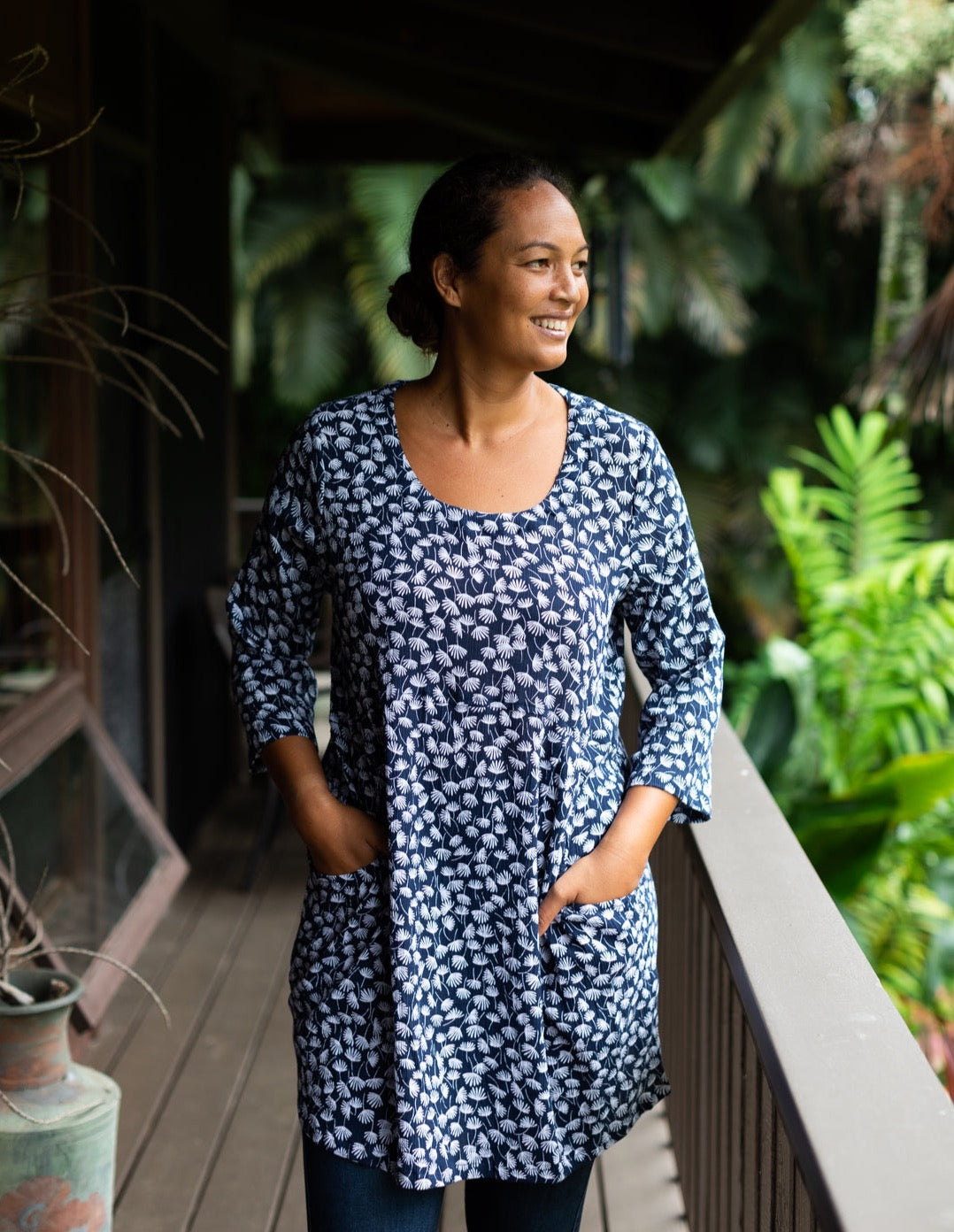 Lucy Cotton Crepe Tunic/Dress Small / Navy