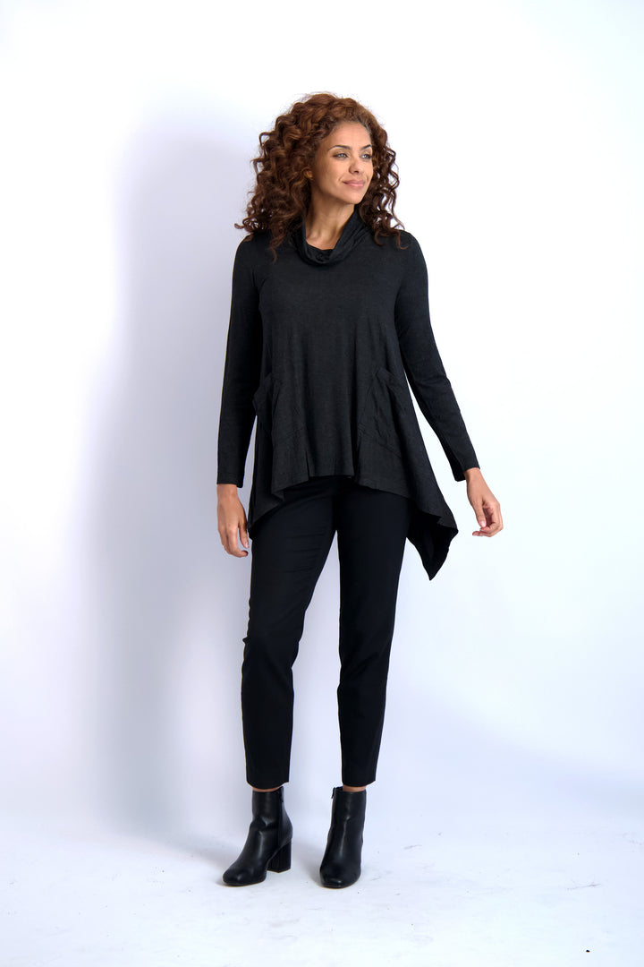 Marled Jersey Cowl Top