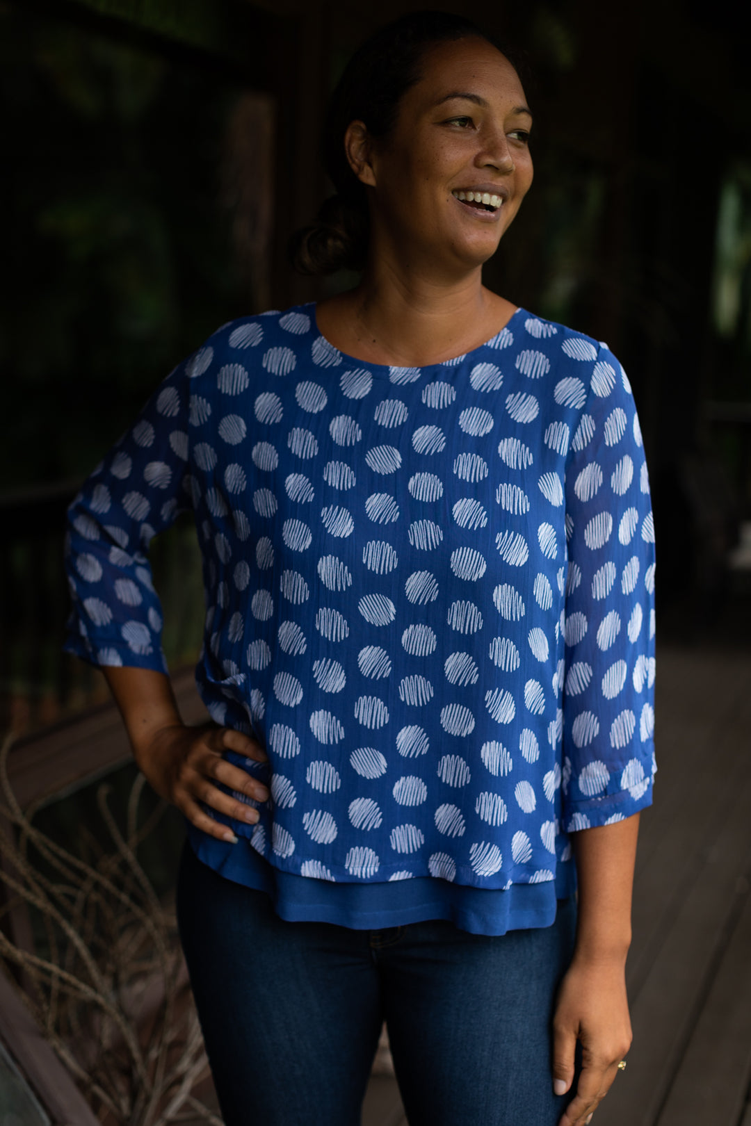 Squiggle Blue Georgette Top