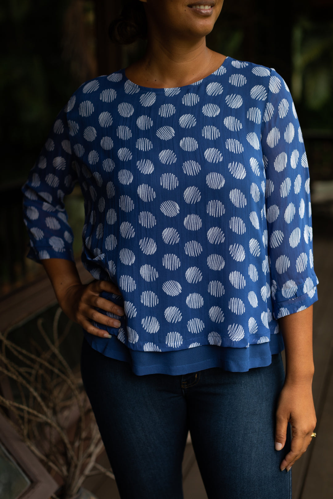 Squiggle Blue Georgette Top