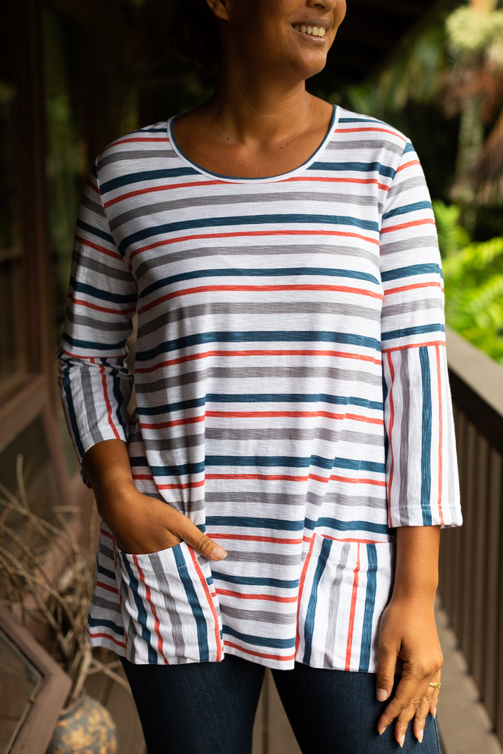 Staggard Stripe Long Top